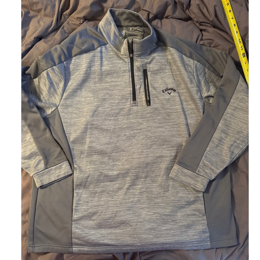 Callaway Mens XXL Gray Heathered Quarter Zip Golf Pullover Fleece Lined Jacket